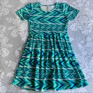 LuLaRoe Blue Green Chevron Amelia Dress